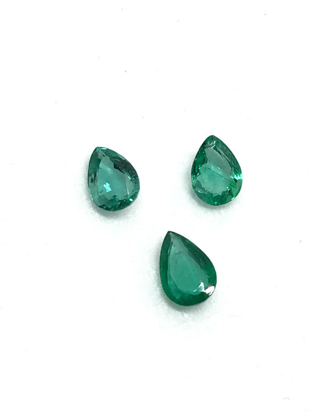 Zambian Emerald Faceted pear shape 5x7 &4.6x6.4 mm appx. Green color, Lively, pack of 3 pc 100% Natural, creative( #-G-00060 )