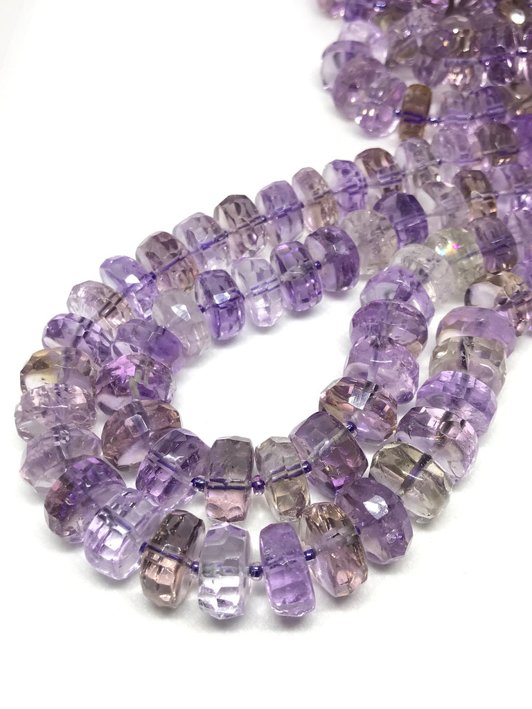 Ametrine Rondale/Tyre shape Faceted Best AAA Quality appx 15mm,  Rare, 16 inch, Thickness 7 mm,Most Creative.Exceptional,Full Luster.
