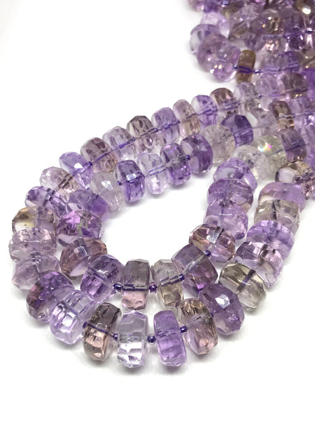 Natural AAA Ametrine Beads, 15mm Type Shape Ametrine Rondelle Beads, 16 inch Strand Bead For Jewelry Making, Gemstone Bead, Gift For Women