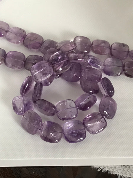 AAA Finest Amethyst Plain Square 20x20 mm Fine Qty  , calibrated, Purple,full strand 16 inch,perfect cut, full transparency, (# 1033 )