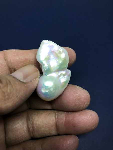 Natural Fresh water Baroque Pearl / FANCY Shape  Pearl, White,  color, 20x36mm appx. fine luster , Beautiful & Creative  ( 00029PRL-A) )