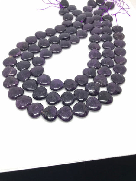 Sugilite Heart shape  Plain 16x15 MM appx. AAA Quality ,Exceptional,Beautiful color, Hard to find,100% Natural,16 inch Strand( #1067 )
