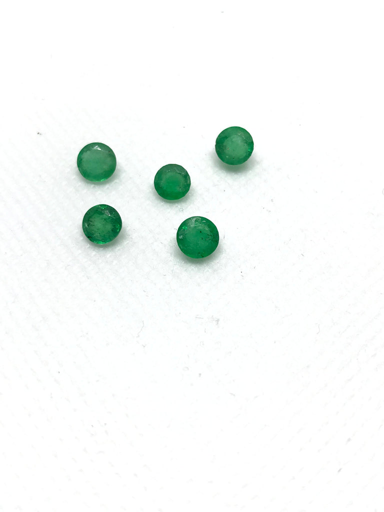 AAA Emerald Faceted Round ,5 pcs pack 4.7 to 5.3 mm 5 appx., Green color, Lively, 100% Natural, creative( #-G-00058 )