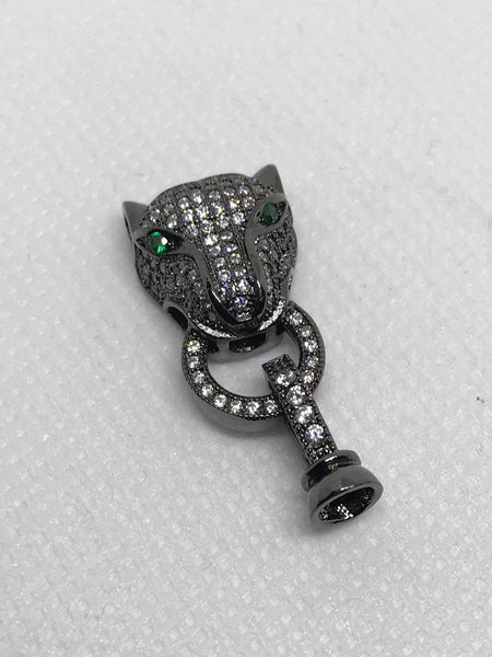 Lion Clasp with Micro pave settings,black Rhodium, with Cubic Zirconia One of a kind. Finnding -130)