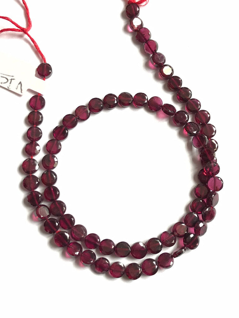 Rhodolite Garnet Coin shape faceted 5.8 mm , 14 inches 100% natural, Most Creatice (# 1074)