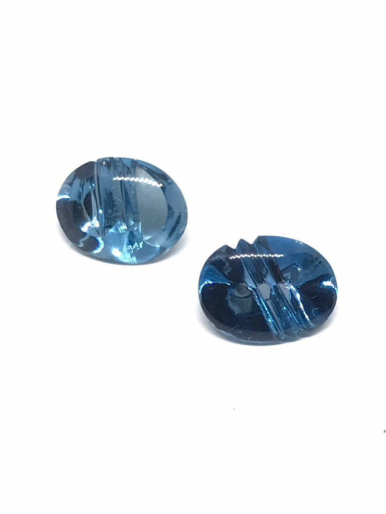 London Blue Topaz Carved  Oval Faceted 7x9 mm, Nice color ,Calibrated,One of a kind(G-00074)