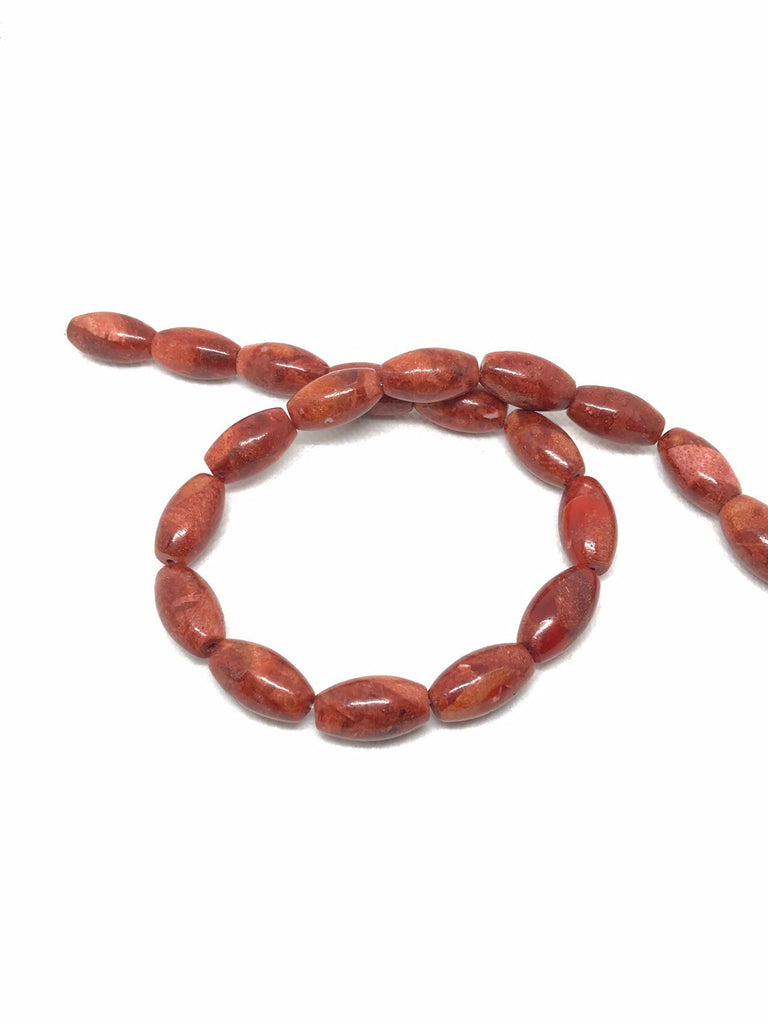 Natural Sponge Coral Beads, Smooth Coral Beads,Red Coral Barrel Bead Necklace,10.3x19 mm,16 Inch Strand,Coral Bead For Jewelry Making# 1084