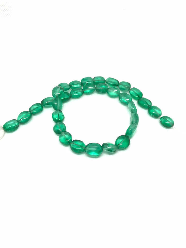 Beautiful  Green color Oval Glass bead  ,13 inch strand,8.6x10.4 appx