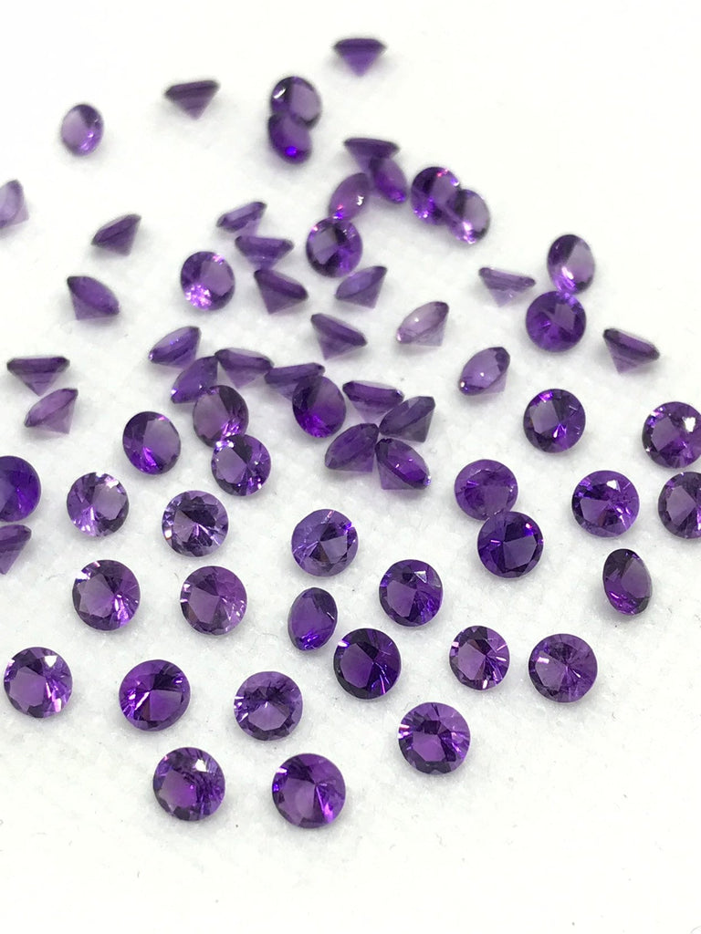 AAA Natural Amethyst, 4mm Round Cut Amethyst For Jewelry, Purple Color Faceted Amethyst, February Birthstone, Loose Amethyst (G-77)