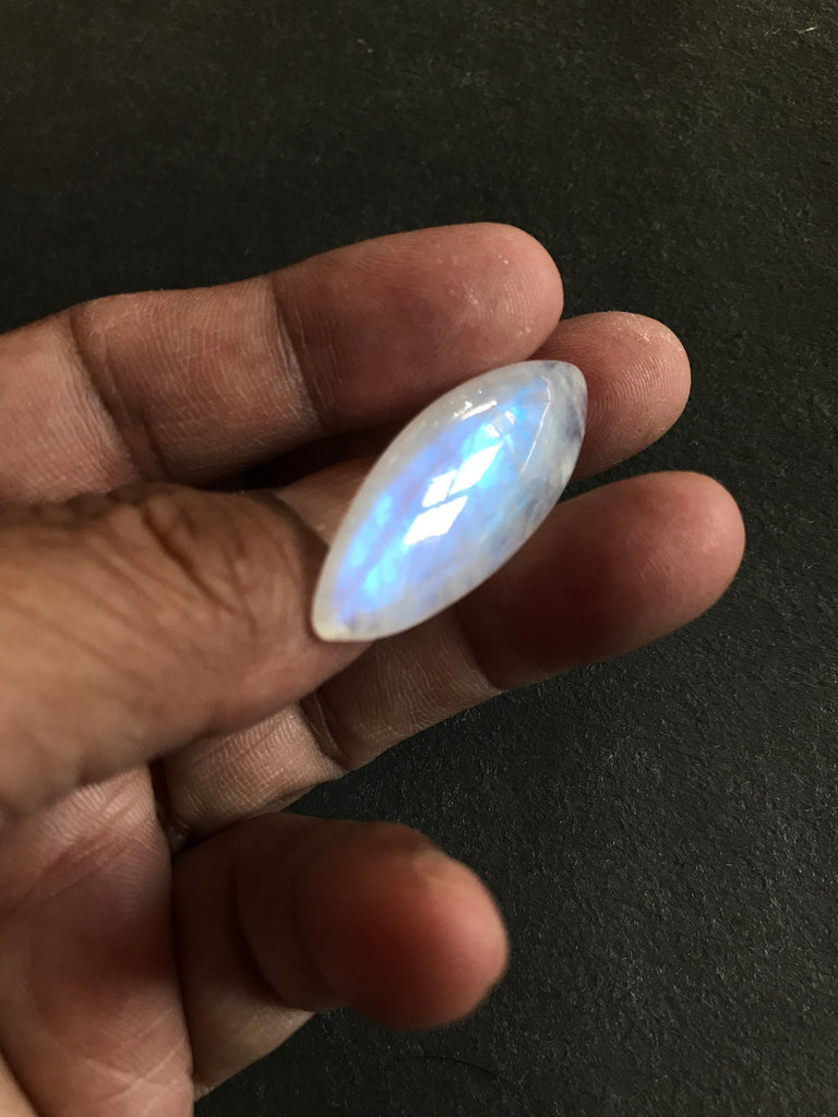 Rainbowmoonstone Marquise Cabochons 1 pcs, AAA  Extra ordinary quality, best Sheen or Rainblw, 15.77x39.70  appx mm (CB-00205)