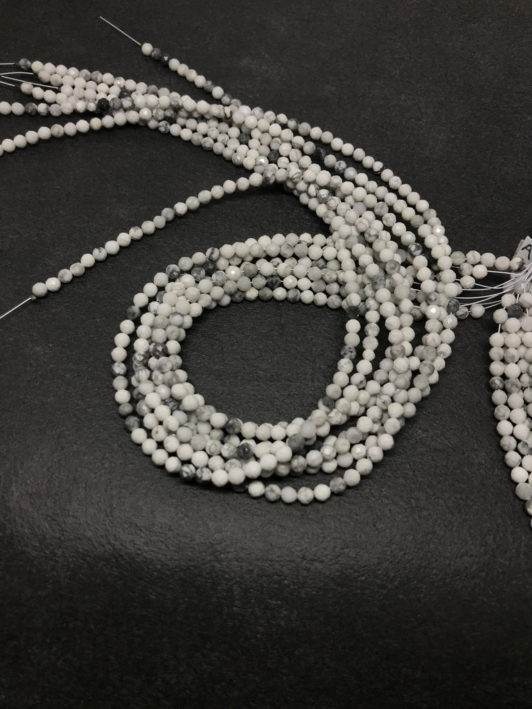 Hawolite  White Faceted Round Beads 3 mm, 100% Natural ( 1086 )