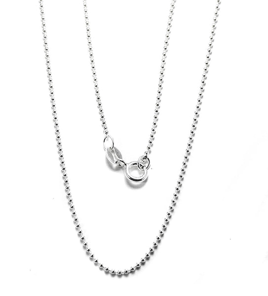 Beautifull Italian Sterling silver,  Ball  chain 1.2 mm chain,Necklace, Ring Clasp ,Rich & famous Look, Thin But strong.(BC-120))
