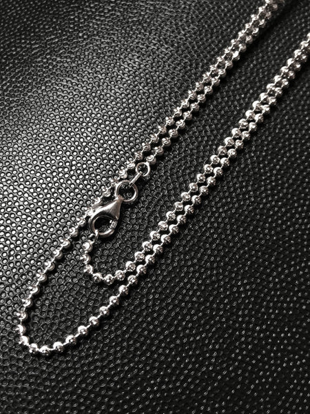 Beautiful N Unique Italian Sterling silver,  Moon Cut Ball chain 2mm chain, Necklace, Ring Clasp ,Rich & famous Look,.(DCB-180 WHITE)