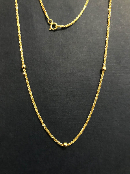 Beautiful Italian Rock chain,Gold Plated , 3.25 mm Ball every 2.5" spacer ,Necklace ,Clasp,Rich & Famous look,Rich N famous Look (MARB-25-G)