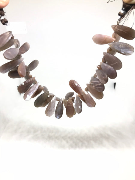 BeautufulMoonstone Moonstone Faceted Briolette, Brown color ,31x10 mm appx. 8 inch, Very unusual & Creative(# 1095)