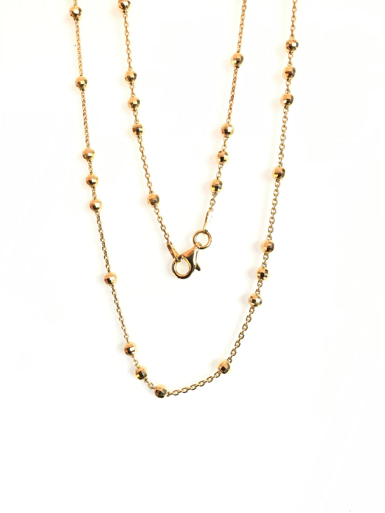 Amazing Latest Italian Rolo chain,Gold Plated , 3.25 mm Ball station,,Necklace ,Clasp,Rich & Famous look, (STRD-0030-G)