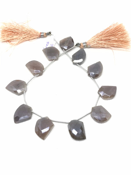 100%Natural Moonstone faceted Fancy Briolette with coating on it ,Peach,Gray color 12.5x18  mm appx. 8 inch ( #1098 )