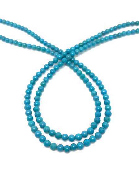 100% Natural Turquoise Bead, Loose Turquoise Gemstone For Jewelry making, 4MM Round Turquoise Bead Necklace For Women (#1101)