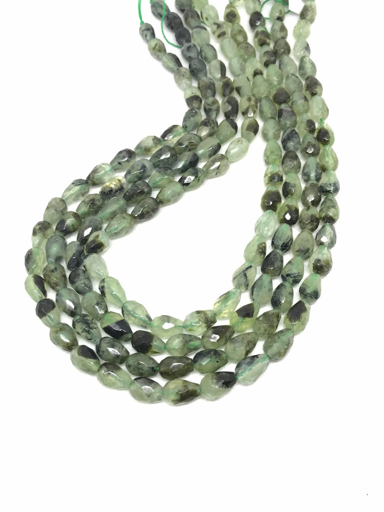 6x8mm Prehnite Bead, 100% Natural Green Prehnite Necklace, Briolette Shape Prehnite For Jewelry Making