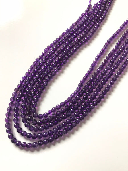 Natural Purple Amethyst Beads,  4.5mm Round  Amethyst For Jewelry Making, Healing 16 Inch Strand Beads, Energy Beads (# 1163)