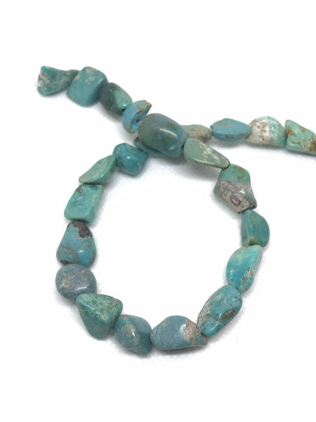 100 %Natural Turquoise,Plain Nuggets, 10x12 mm appx.Beautiful sleeping Beauty ,16 inch strand , very creative, One of a kind(# 1113)