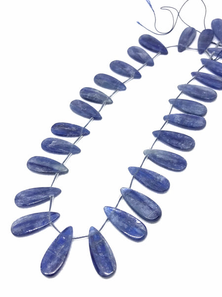 AAA Kyanite Bead, Pear Shape Kyanite Bead Necklace, 10X25MM Blue Kyanite For Jewelry, 16 Inch Strand, 100% Natural, Earth Mined (#1135)