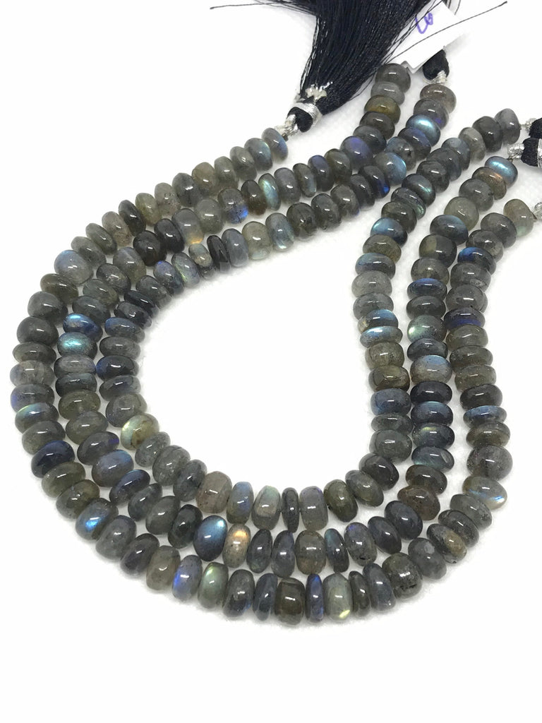 Labradorite Roundale Plain 8 mm 8 inch Length,Brillient fire / rainbow shine, AAA quality.(1189)