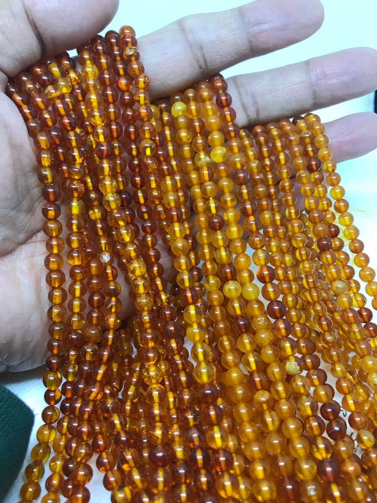 Baltic Amber ,healing properties, 4.75 -5  and 5.5 mm,16inch full strand,Beautiful Quality ,Hard to find, Honey color,100% Natural, (#1200)