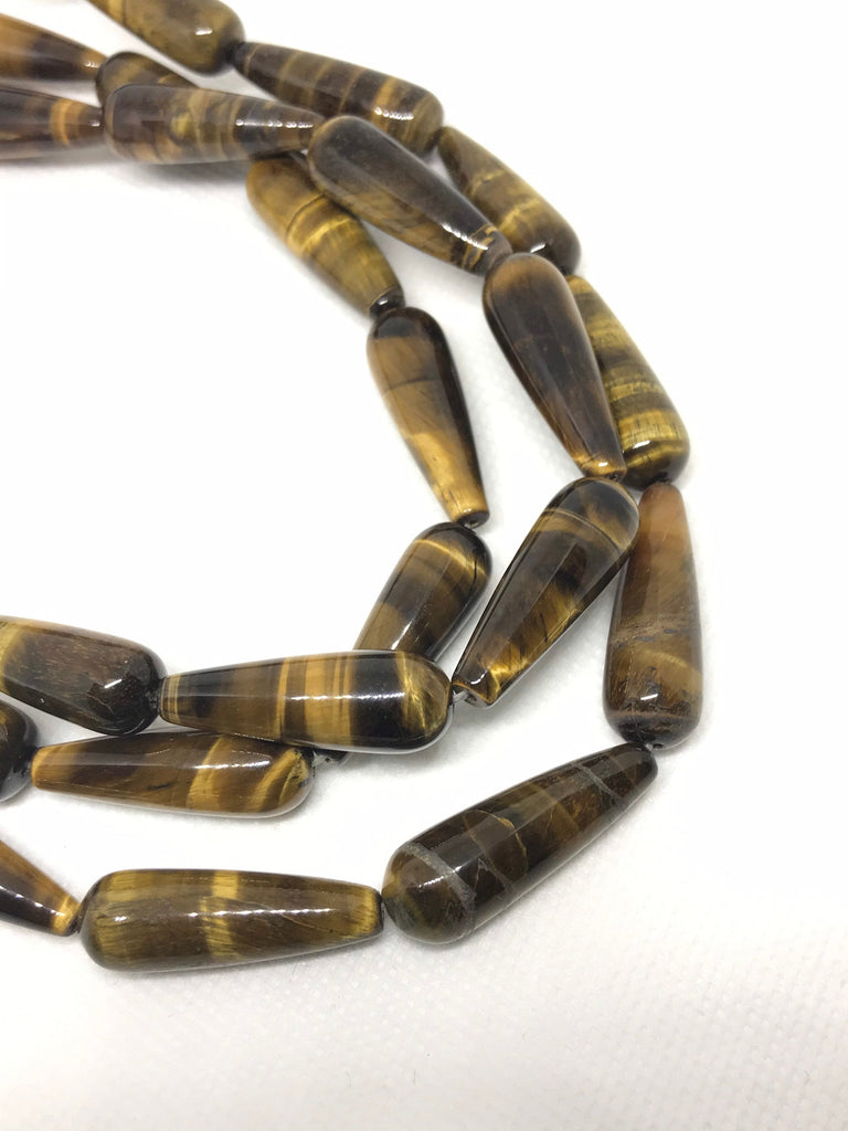 Tiger Eye Briolette,Streight drill, 10x30 mm,16 inch.One of a kind, very creative.Black & yellow Color (# 1167 ))