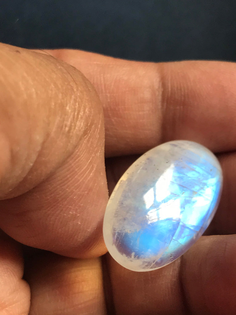 Rainbow Moonstone Oval Cabochon AAA quality,best Rainbow 16.6x27.86 mm , Natural 100%( CB-00208 )