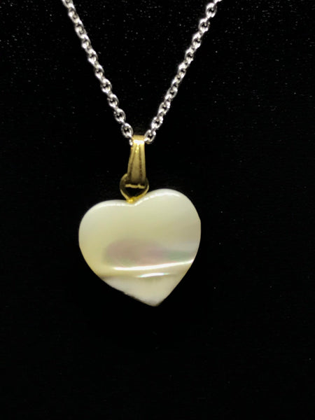 Beautifull  Pendent, Mother of Pearl HEART, with CZ Round or without CZ , and with Combo-Heart & Sterling Chain 16 inch length