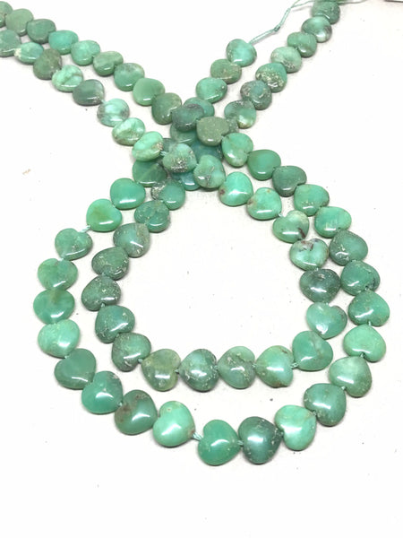 10MM Chrysoprase Beads, Natural Heart Chrysoprase Necklace, Smooth Green Gemstone Beads, 16 Inch Strand, Earth Mined