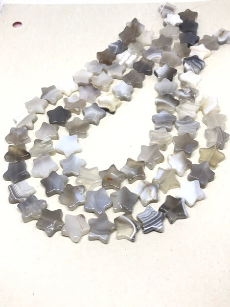 Natural Bostwana Flat STARS plain 15 mm appx. Exceptional,Hard to Find, creative patterns on it ,Designer's heaven, best quality  (# 1182 )