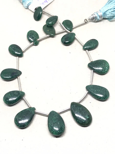 Natural Malachite Pear shape , 5.3x9 to9x13 mm,green, very creative,one of a kind.( 1191)
