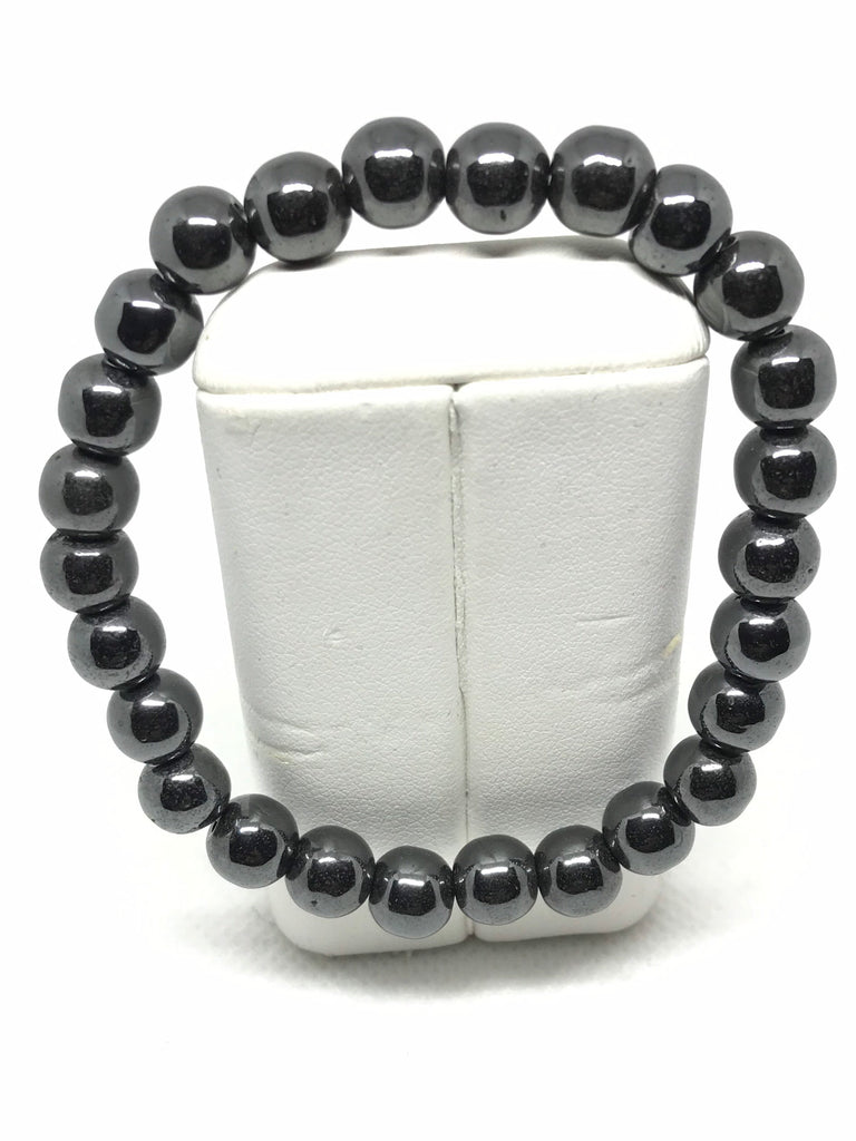 Beautiful Hematite ,Gemstone Bracelet , 8 mm, Expandable to fit all size,on Elastic thread ( JB 0089)