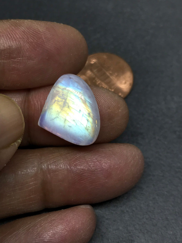Rainbow Moonstone  Heart  Cabochon AAA quality 18x15.6mm , Natural 100%( CB-00244)
