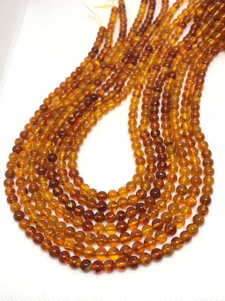 Natural Baltic  Amber ,healing properties, 4.75 -5  and 5.5 mm,Beautiful Quality ,Hard to find, Honey color,  16 ", 100% Natural (#1200)