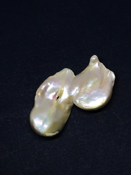 Natural Pearl Free form 44x 25mm  fresh water pearl. Streight drilled, best for Creative design (# 23 PRL)