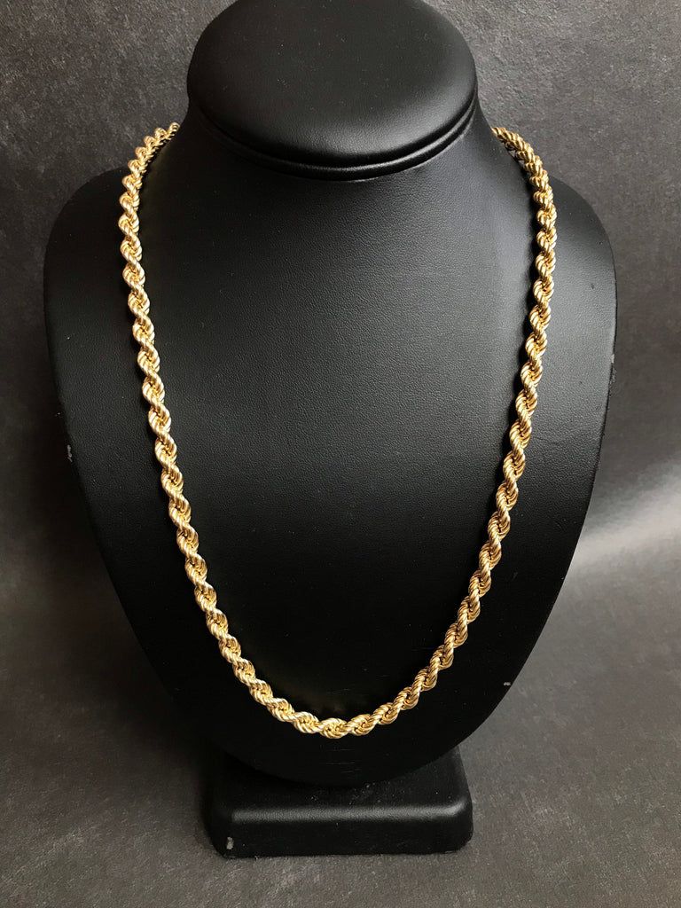 Sterling silver, Rope chain,Gold Plated heavy /strong,Necklace, Lobster Clasp, 24 inch, 6.3 mm thickness,Nontarnishing,Rich & famous Look