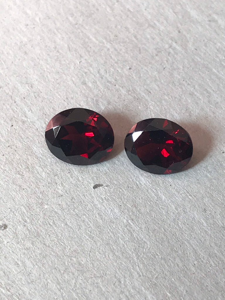 Red Garnet Oval Pair ( Pack of 2 Pca) Faceted 10x12 mm,Red, 100% natural, most creative.One of a kind(#G00094)