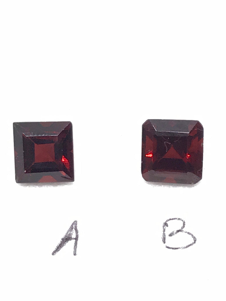 Red Garnet Square Faceted 7.6x8,- 8.4x8.4 mm, Red, 100% natural, most creative.One of a kind(#G0099)