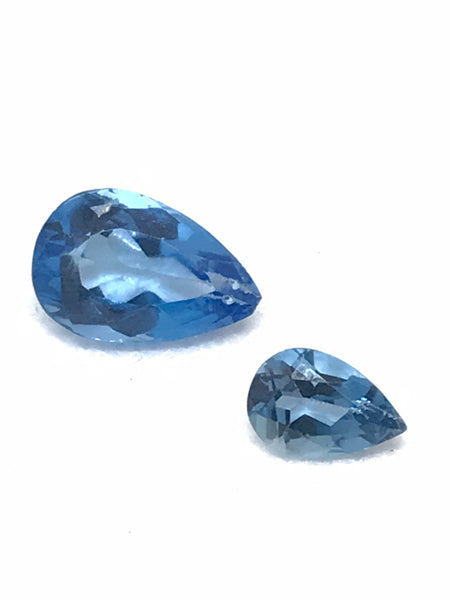 London Blue Topaz Pear shape Faceted ,Blue color, 13.3x9 & 9x6 mm ( G00110 )