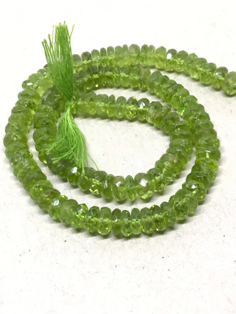 Peridot Faceted Roundale 7mm Appx. Green, 14 Inch strand ,Green, Gemstone Bead 100% Natural, AAA gem quality(#198)