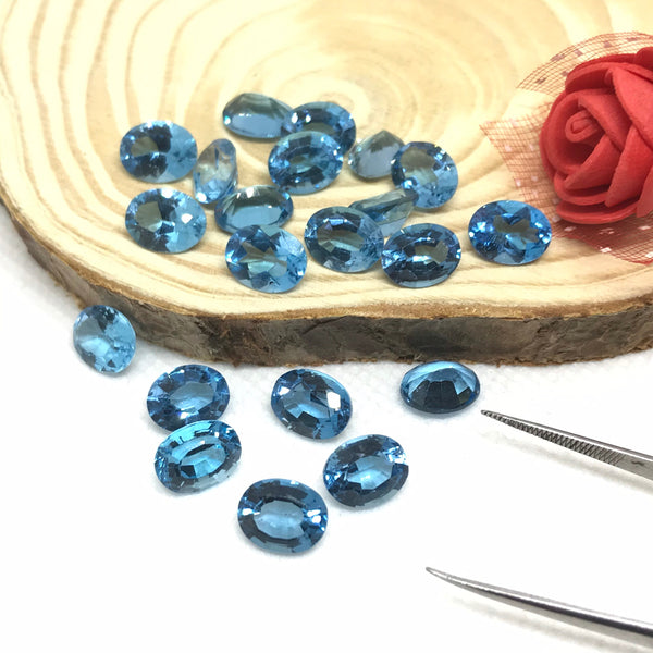 AAA Swiss Blue Topaz Lot, 9X7MM Faceted Oval Cut Blue Topaz For Jewelry Making, Blue Gemstone, Loose Topaz For Earring (G00112)