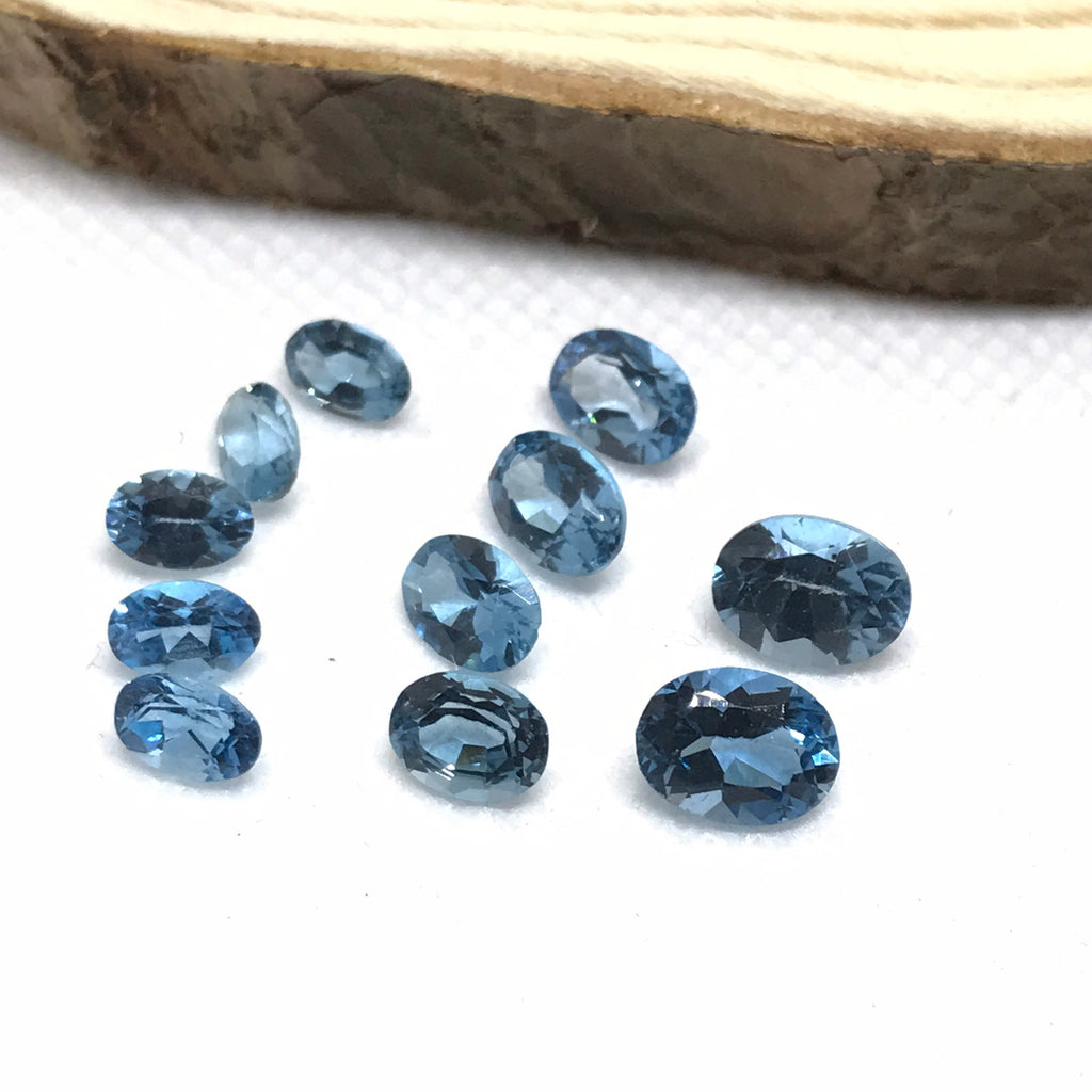 London Blue Topaz Oval Faceted 8x6 , 7x5 , 6x4 mm, Beautiful color ,blue, Full of luster,Calibrated ,Best for Jewelry  pieces (G-00113 )