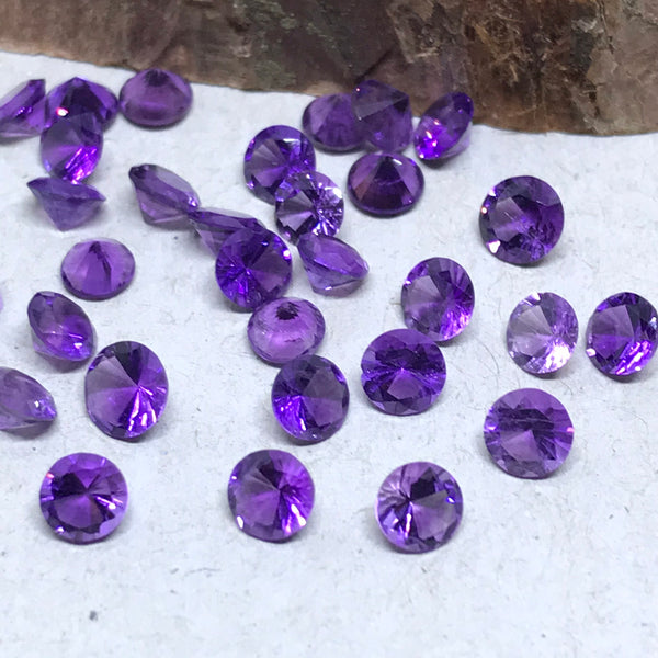Best African Amethyst  Round Faceted 4 mm, Purple color 100% Natural Pack of 10 pcs (G-00118)