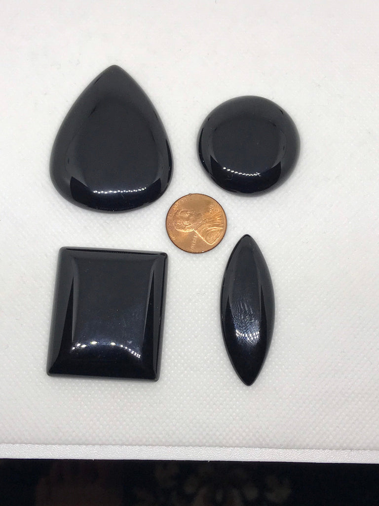 Natural Black Onyx Cabs- SQUARE-Heart,Marquise,Round  mm appx. Most creative heaven for designer. (#CB-251)