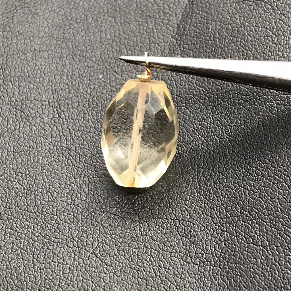 Citrine  oval Faceted 15x11 mm, wire wrapped with bail of gold filled wire,Best AAA quality  yellow color 100% Natural, creative (JB-0093)
