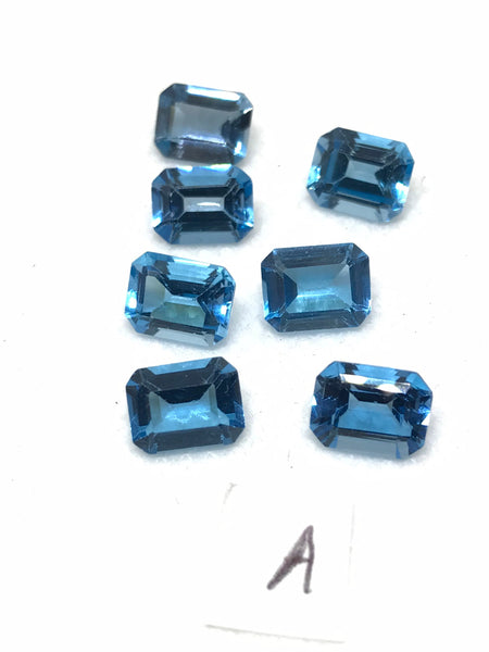 Natural Blue Topaz Pair, 8X6MM & 9X7MM Octagon Cut London Blue Topaz, Faceted Topaz, Blue Gemstone (G-00108-A)
