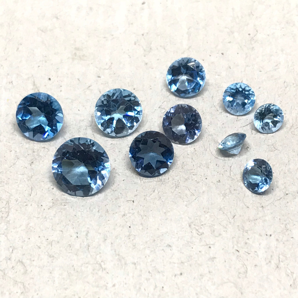American Blue Blue Topaz Round 7 to 4 mm ,Faceted , Beautiful blue color ,Calibrated ( G-00116 )
